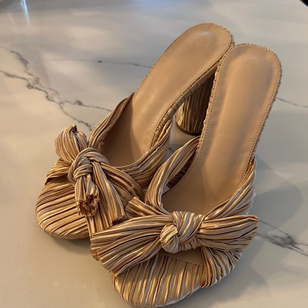 Loeffler Randall Lookalike Elegant Gold Women's Slip-On Heels 9.5